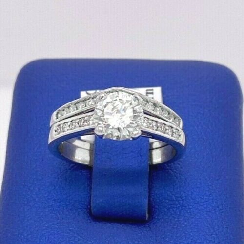 14k White Gold 1.65 CT Diamond Engagement Ring Set, Size 6.75, 4.8gm