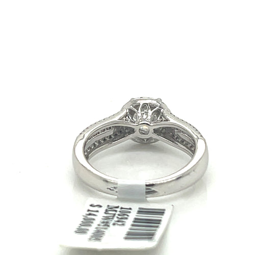 14k White Gold 1.31 CT Diamond Round Halo Engagement Ring, Size 6.5