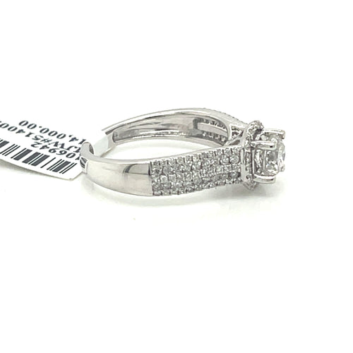 14k White Gold 1.31 CT Diamond Round Halo Engagement Ring, Size 6.5