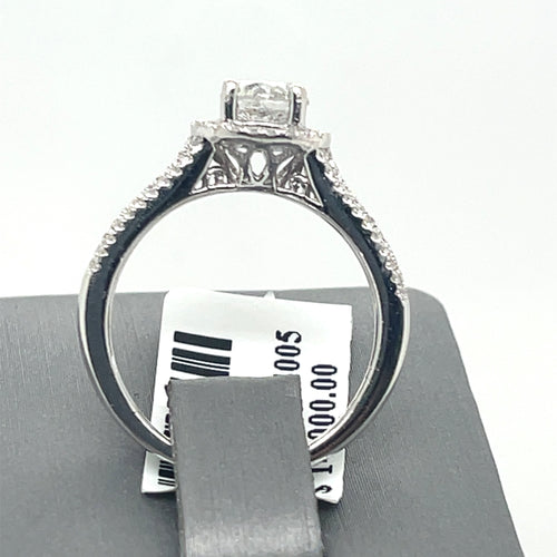14k White Gold 1.31 CT Diamond Round Halo Engagement Ring, Size 6.5