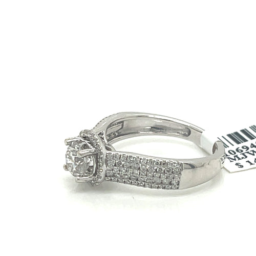 14k White Gold 1.31 CT Diamond Round Halo Engagement Ring, Size 6.5
