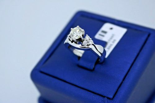 14k White Gold 1.00 CT Diamond Engagement Ring Set, 6.4gm, Size 5.5