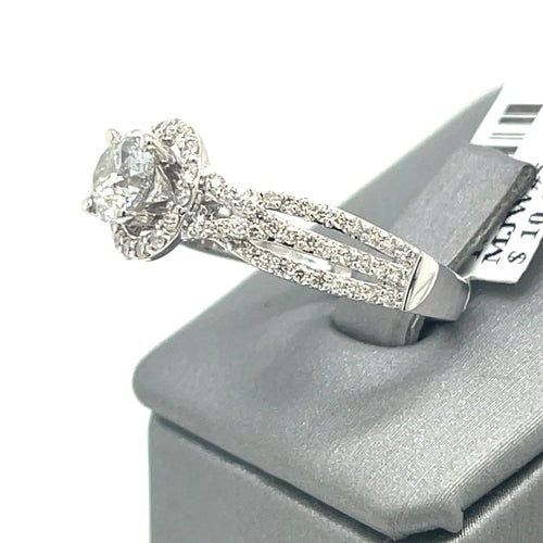 14K White Gold 1.50CT Round Cut Diamond Engagement Ring, Size 7, 4.3G