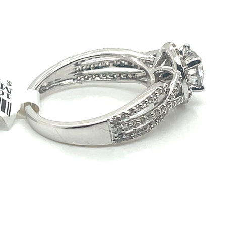 14K White Gold 1.50CT Round Cut Diamond Engagement Ring, Size 7, 4.3G