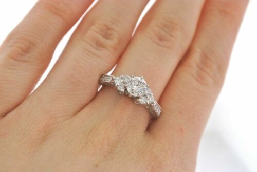 14k White Gold 1.50 CT Diamond Engagement Ring, 4.4gm, Size 7