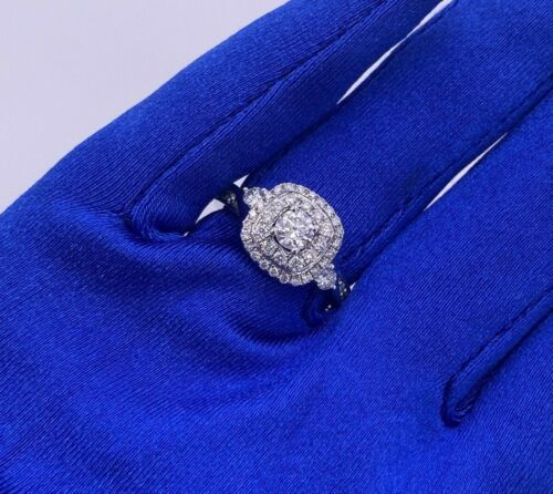 14k White Gold 1.25 CT Diamond Halo Engagement Ring, 4.7gm, Size 7,