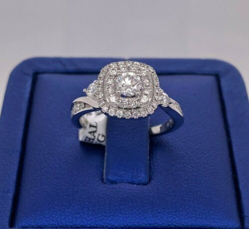 14k White Gold 1.25 CT Diamond Halo Engagement Ring, 4.7gm, Size 7,