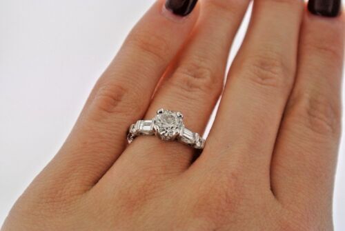 18k White Gold 2.00 CT Diamond Engagement Ring, Size 5.25, 4.2gm