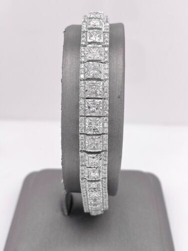 14K White Gold 12.00 CT Diamond Tennis Bracelet, 22 g, 7.5 inches,