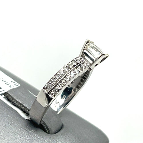 14K White Gold 1.25Ct Princess Cut Diamond Engagement ring, Size 6.5, 4g S