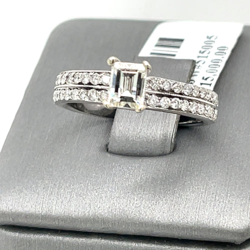 14K White Gold 1.25Ct Princess Cut Diamond Engagement ring, Size 6.5, 4g S