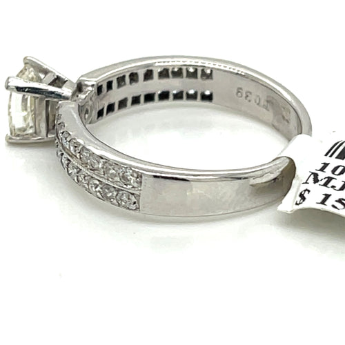 14K White Gold 1.25Ct Princess Cut Diamond Engagement ring, Size 6.5, 4g S