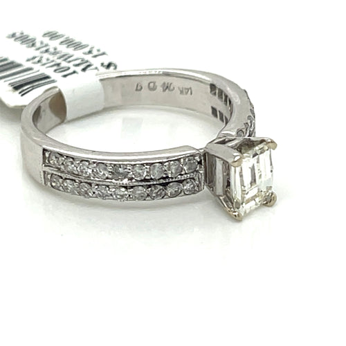 14K White Gold 1.25Ct Princess Cut Diamond Engagement ring, Size 6.5, 4g S