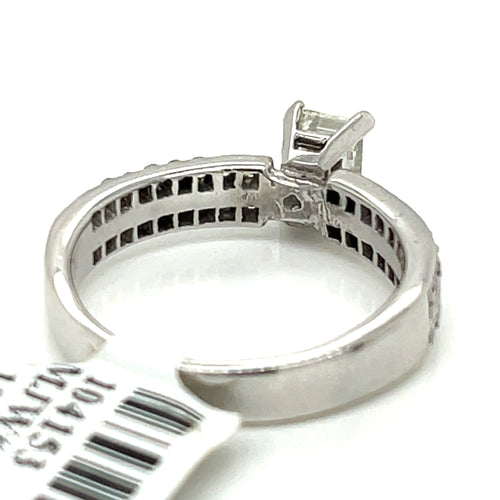 14K White Gold 1.25Ct Princess Cut Diamond Engagement ring, Size 6.5, 4g S
