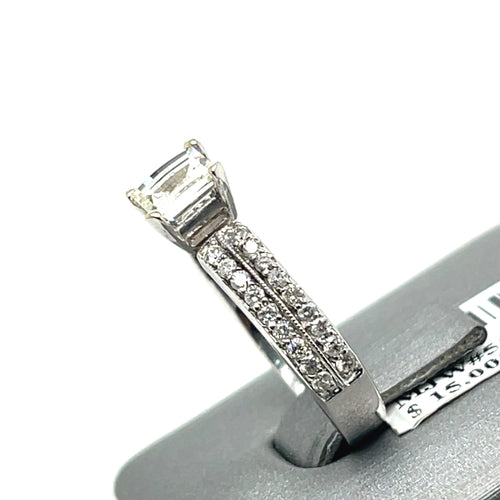 14K White Gold 1.25Ct Princess Cut Diamond Engagement ring, Size 6.5, 4g S