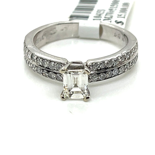 14K White Gold 1.25Ct Princess Cut Diamond Engagement ring, Size 6.5, 4g S