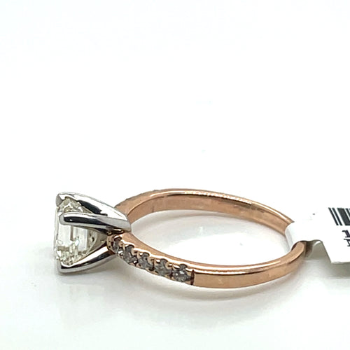14K Rose Gold 1.00 CT Diamond Emerald Engagement Ring, 2.5g, Size 5.25