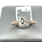 14K Rose Gold 1.00 CT Diamond Emerald Engagement Ring, 2.5g, Size 5.25