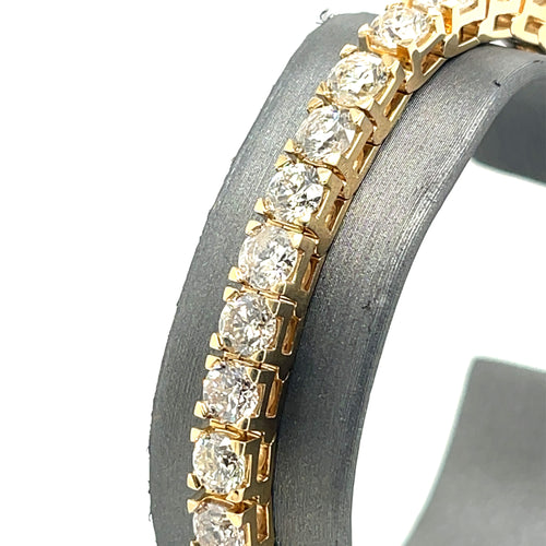 14k Yellow Gold 16.50 CT Diamond Tennis Ladies Bracelet, 27.8g, 7.25"