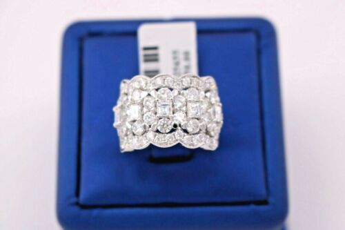 Odelia 18k White Gold 4.00 CT Diamond Ladies Wide Band, 11.9gm,