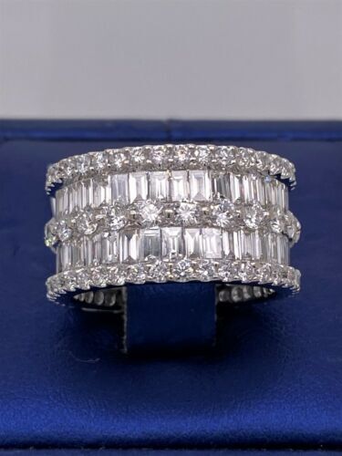 18k White Gold 6.52 CT Diamond Wide Eternity Band, 10.2g, Size 7, S106620