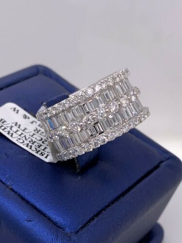18k White Gold 6.52 CT Diamond Wide Eternity Band, 10.2g, Size 7, S106620