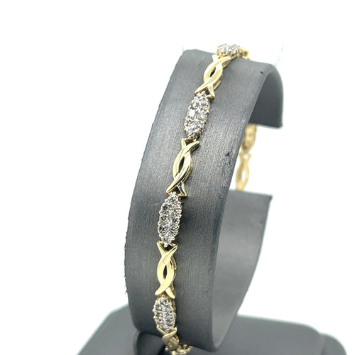 10k Yellow Gold 1.00 CT Diamond Tennis Ladies Bracelet, 6g, 7"