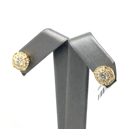 14k Yellow Gold 2.00 CT Diamond Cluster diamond Earrings, 2.8G