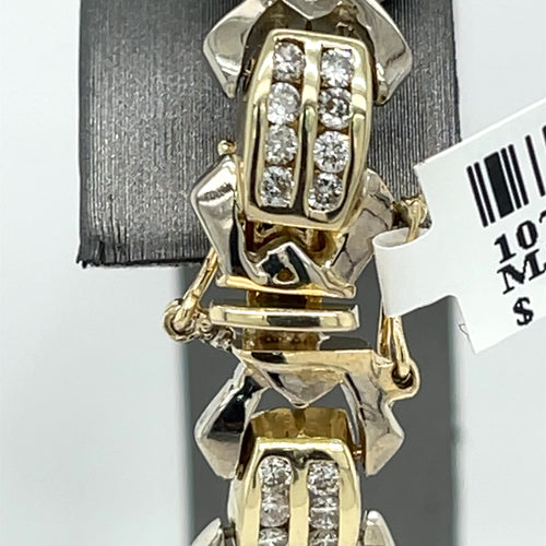14k Two Tone Gold 2.50 CT Ladies Diamond Bracelet, 7.5", 25.2g