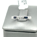 14K White Gold 0.75 CT Diamond & Sapphire Band, 2.6gm, Size 6.25