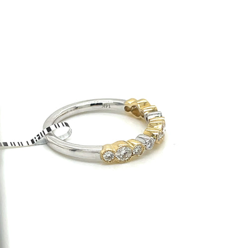 14k Yellow White Gold 0.95 CT Diamond Ladies Band, 2.8g, Size 6