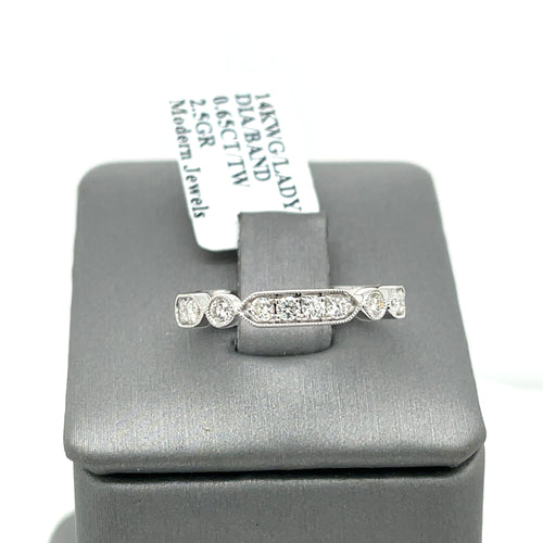 14k White Gold 0.65 CT Diamond Ladies Band, 2.5g, Size 6