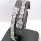 14k White Gold 5.13 CT Diamond Fancy Bangle Bracelet, 21.5g