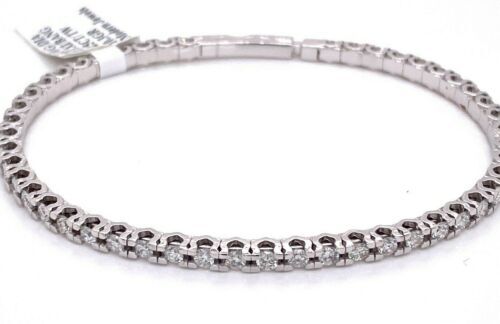 14k White Gold 3.25 CT Diamond Flexible Bangle Bracelet, 10.3gm