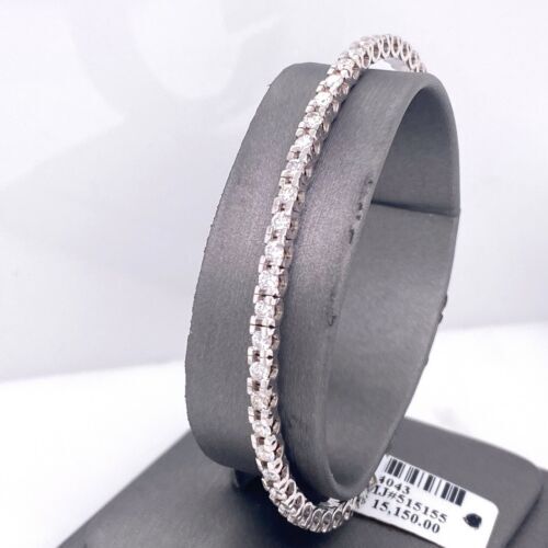 14k White Gold 3.25 CT Diamond Flexible Bangle Bracelet, 10.3gm