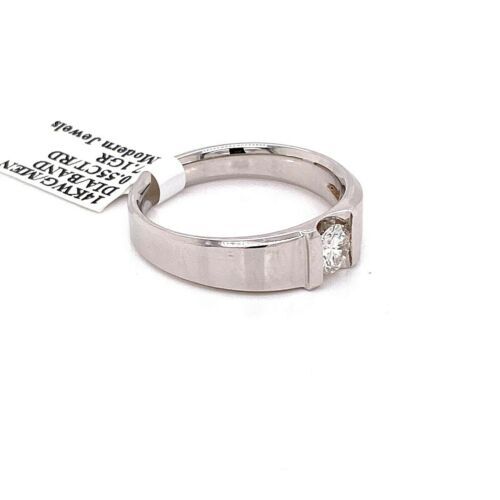 14k White Gold 0.55 CT Diamond Men's Wedding Band, 7.1gm, Size 10.5