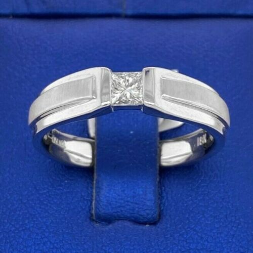 18k White Gold 0.40 C Princess Cut Diamond Band, 9.7gm, Size 10.5