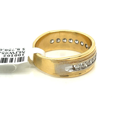 14k Yellow Gold 1.35 CT Diamond Men's Wedding Band, 7.5g, Size 9.75