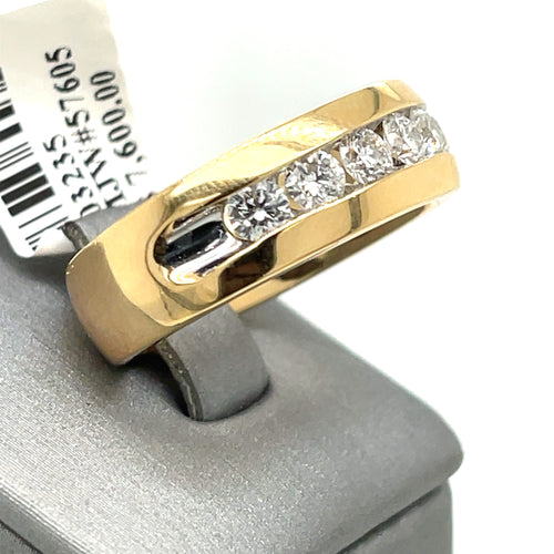 14k Yellow Gold 1.25 CT Diamond Men's Wedding Band, 13g, Size 10.5