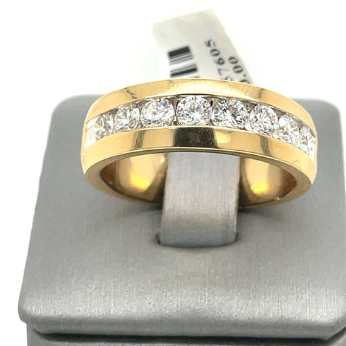 14k Yellow Gold 1.25 CT Diamond Men's Wedding Band, 13g, Size 10.5