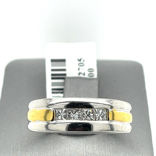 14k Yellow White Gold 0.50 CT Diamond Men's Wedding Band, 10.4g, Size 9