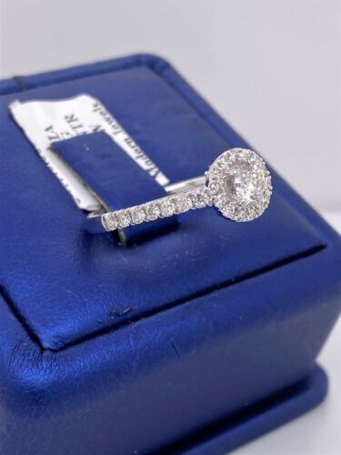 14k White Gold 1.00 CT Diamond Halo Engagement Ring, Size 7, 3.2gm