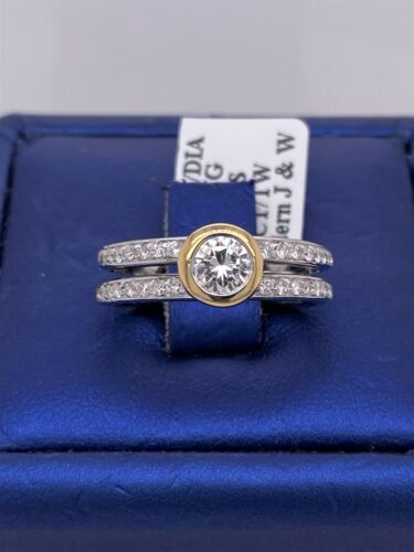 18k Two Tone Gold 1.00 CT Diamond Engagement Ring, 5.3g, Size 5.75