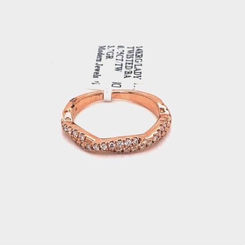 14k Rose Gold 0.75 CT Diamond Twisted Style Band, 3.7g