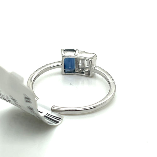 14k White Gold 1.25 CT Diamond & Sapphire Ladies Ring, 1.6g, Size 7