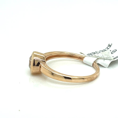 14K Rose Gold 0.60 CT Bezel Diamond Engagement Ring, 2.8g, Size 7.25