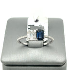 14k White Gold 1.25 CT Diamond & Sapphire Ladies Ring, 1.6g, Size 7