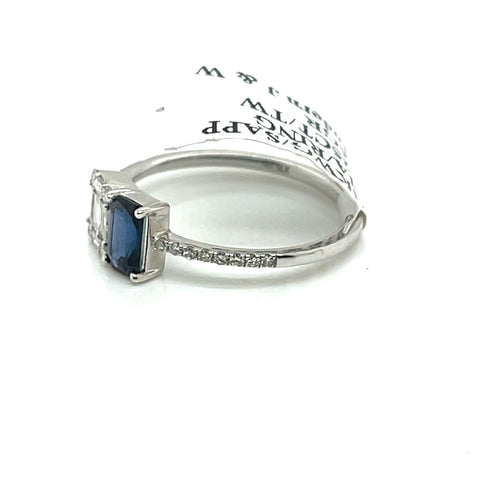 14k White Gold 1.25 CT Diamond & Sapphire Ladies Ring, 1.6g, Size 7