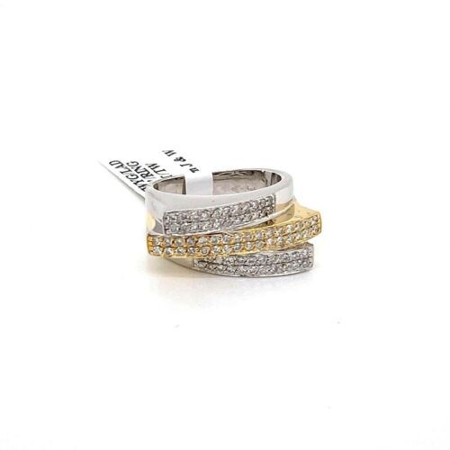 18k Two Tone Gold 1.50 CT Diamond Pave Ladies Ring, 9.9gm, Size 5
