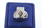 14K WHITE GOLD TAHITIAN BLACK & WHITE MOTHER OF PEARL & DIAMOND LADIES RING
